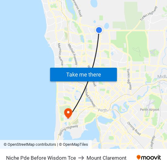 Niche Pde Before Wisdom Tce to Mount Claremont map