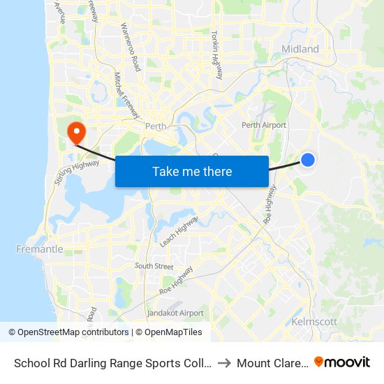 School Rd Darling Range Sports College Stand 3 to Mount Claremont map