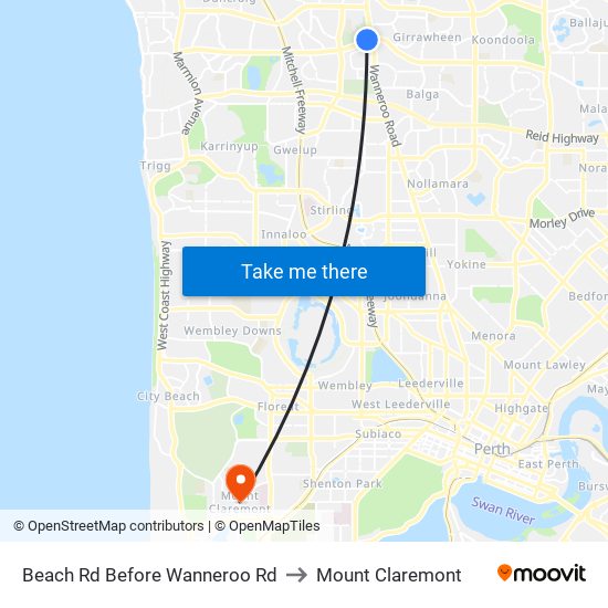 Beach Rd Before Wanneroo Rd to Mount Claremont map