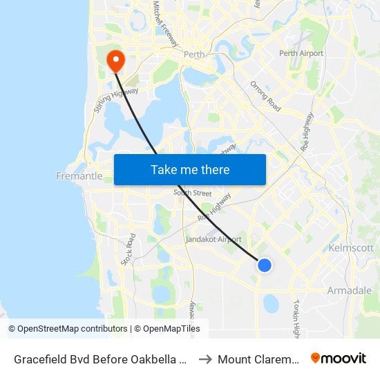 Gracefield Bvd Before Oakbella Pde to Mount Claremont map