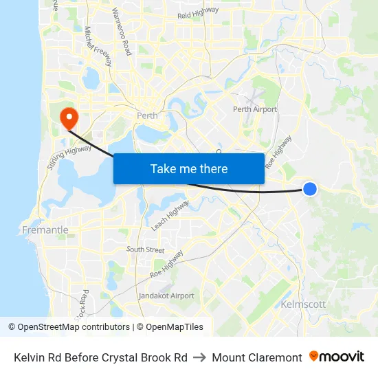 Kelvin Rd Before Crystal Brook Rd to Mount Claremont map