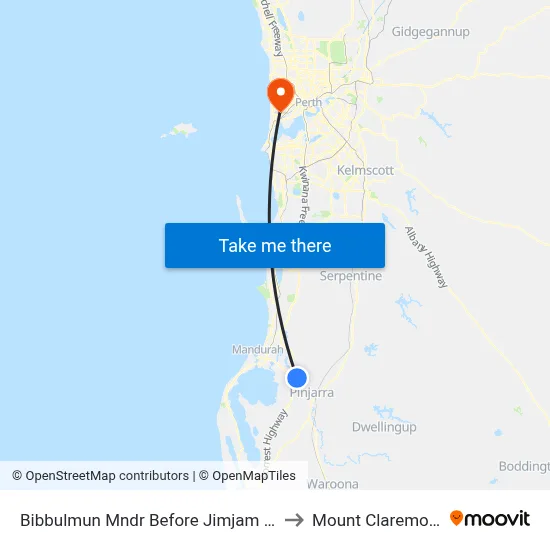 Bibbulmun Mndr Before Jimjam Cr to Mount Claremont map