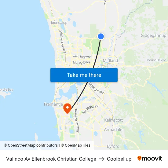 Valinco Av Ellenbrook Christian College to Coolbellup map
