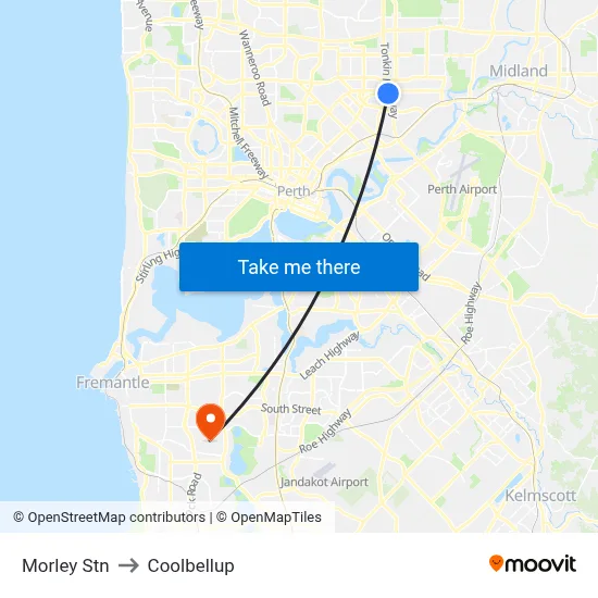 Morley Stn to Coolbellup map