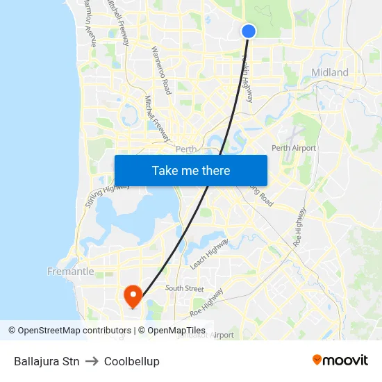 Ballajura Stn to Coolbellup map