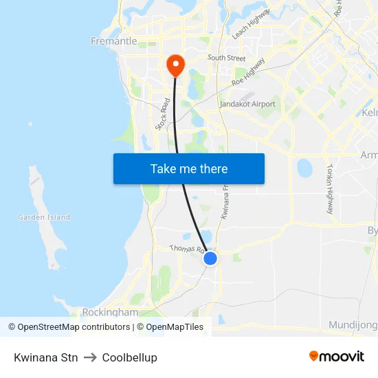 Kwinana Stn to Coolbellup map
