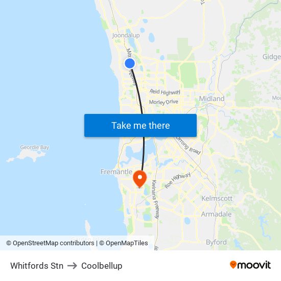 Whitfords Stn to Coolbellup map