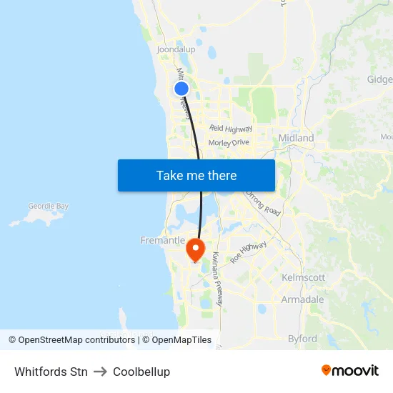 Whitfords Stn to Coolbellup map