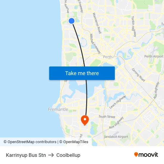 Karrinyup Bus Stn to Coolbellup map