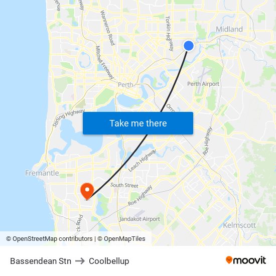 Bassendean Stn to Coolbellup map