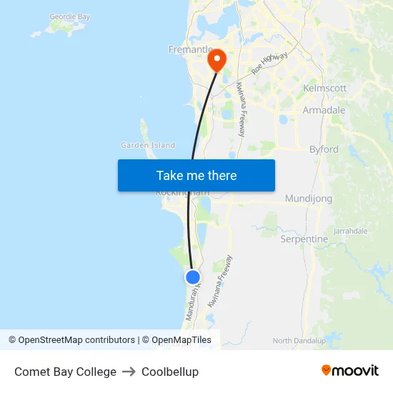 Comet Bay College to Coolbellup map