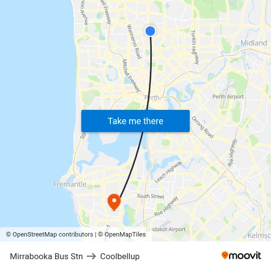 Mirrabooka Bus Stn to Coolbellup map