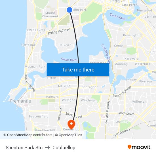 Shenton Park Stn to Coolbellup map