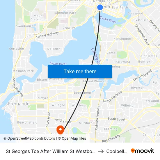 St Georges Tce After William St Westbound to Coolbellup map