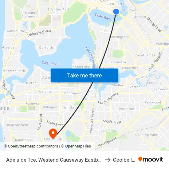 Adelaide Tce, Westend Causeway Eastbound to Coolbellup map