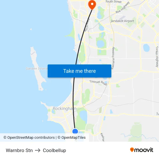 Warnbro Stn to Coolbellup map