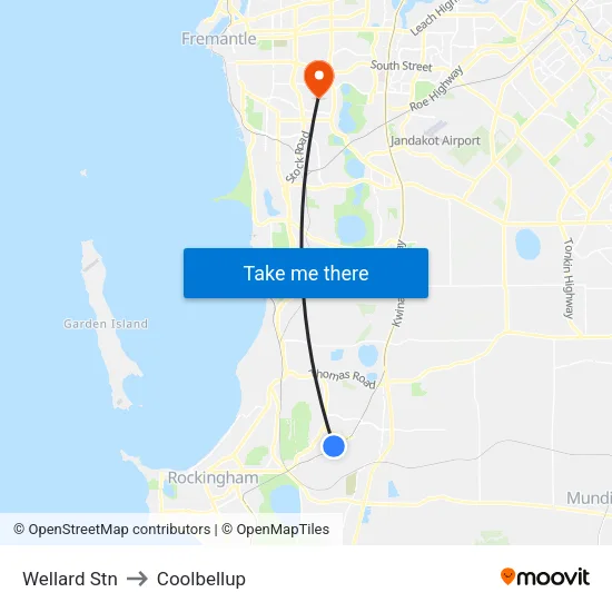 Wellard Stn to Coolbellup map