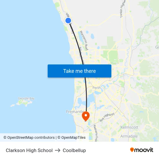 Clarkson High School to Coolbellup map