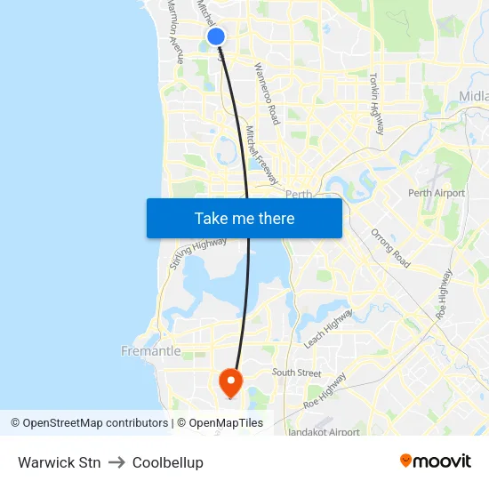 Warwick Stn to Coolbellup map