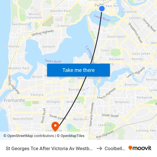 St Georges Tce After Victoria Av Westbound to Coolbellup map
