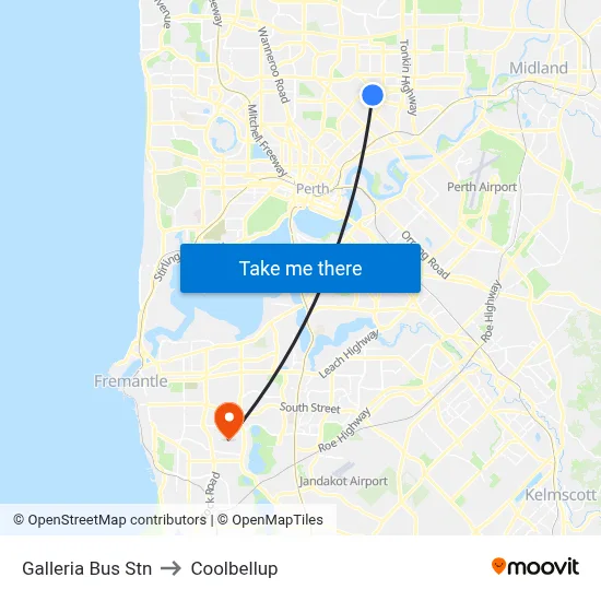Galleria Bus Stn to Coolbellup map