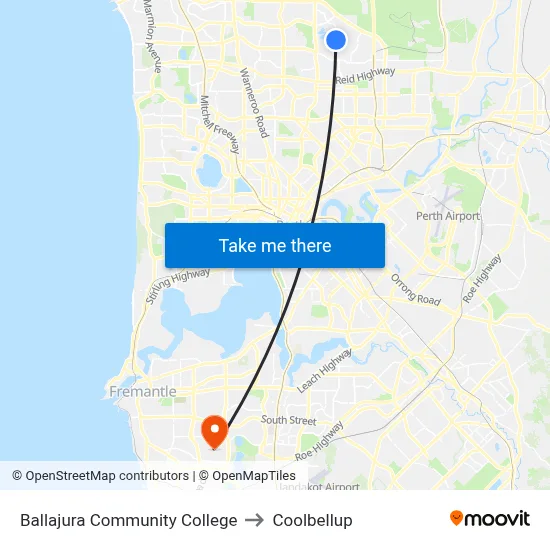 Ballajura Community College to Coolbellup map