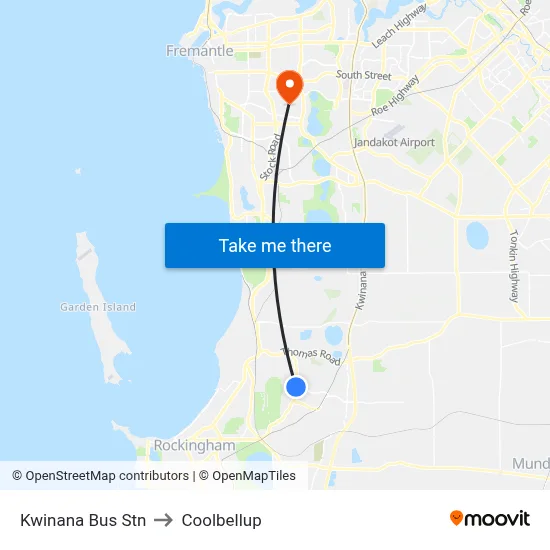 Kwinana Bus Stn to Coolbellup map
