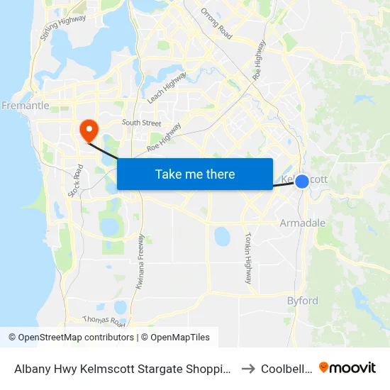 Albany Hwy Kelmscott Stargate Shopping Ctr to Coolbellup map