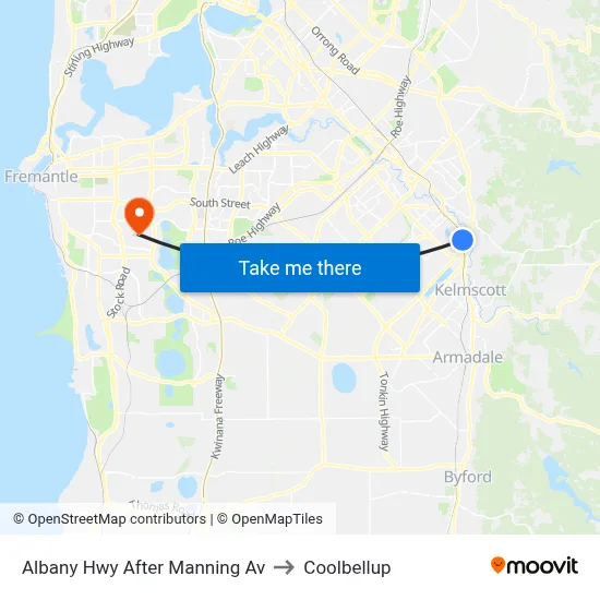 Albany Hwy After Manning Av to Coolbellup map