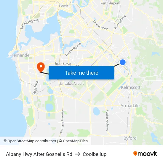 Albany Hwy After Gosnells Rd to Coolbellup map