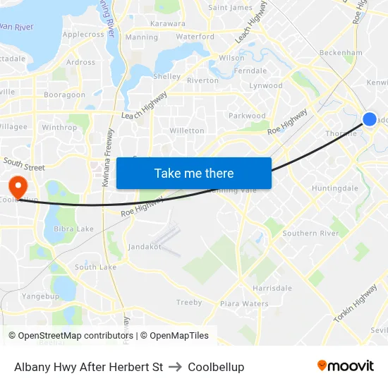 Albany Hwy After Herbert St to Coolbellup map