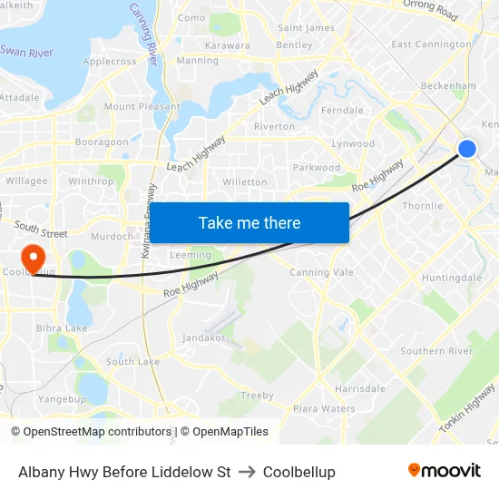 Albany Hwy Before Liddelow St to Coolbellup map
