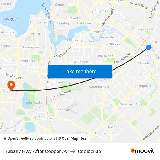 Albany Hwy After Cooper Av to Coolbellup map