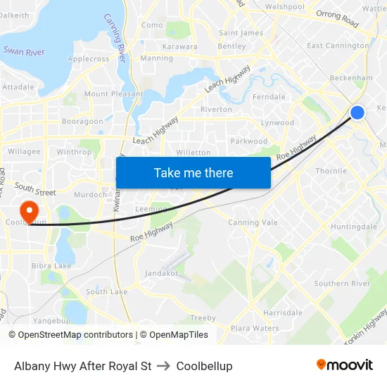 Albany Hwy After Royal St to Coolbellup map