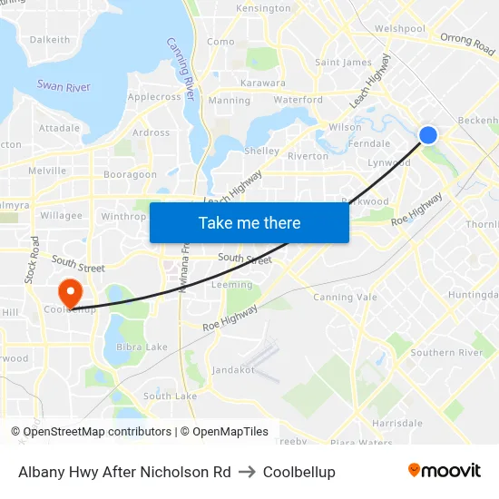 Albany Hwy After Nicholson Rd to Coolbellup map