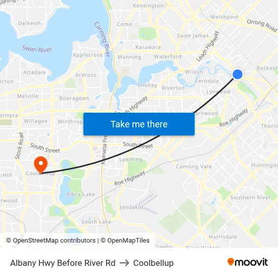 Albany Hwy Before River Rd to Coolbellup map