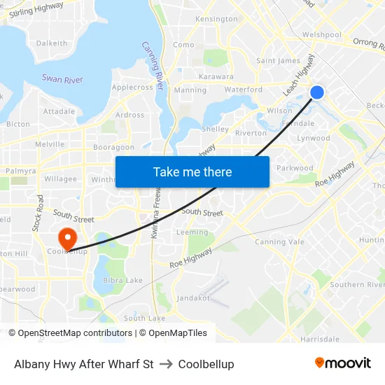 Albany Hwy After Wharf St to Coolbellup map