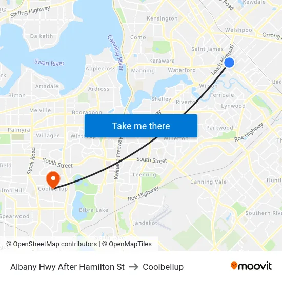 Albany Hwy After Hamilton St to Coolbellup map