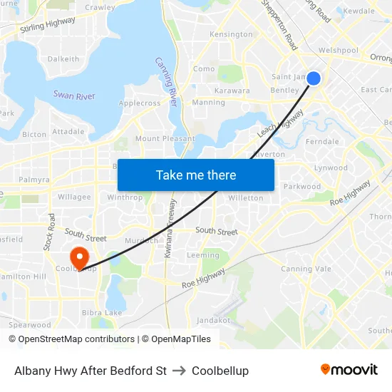 Albany Hwy After Bedford St to Coolbellup map