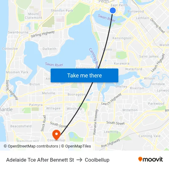 Adelaide Tce After Bennett St to Coolbellup map