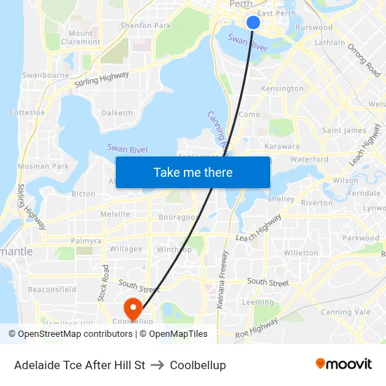 Adelaide Tce After Hill St to Coolbellup map