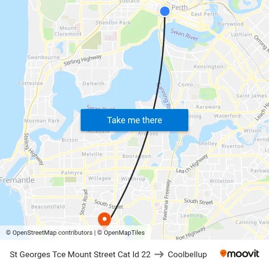 St Georges Tce Mount Street Cat Id 22 to Coolbellup map