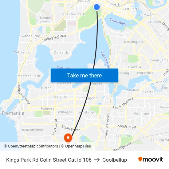 Kings Park Rd Colin Street Cat Id 106 to Coolbellup map