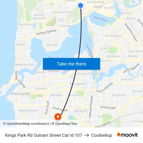 Kings Park Rd Outram Street Cat Id 107 to Coolbellup map