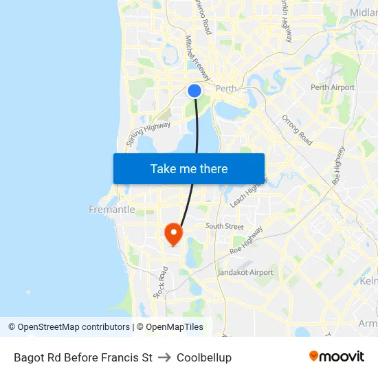 Bagot Rd Before Francis St to Coolbellup map