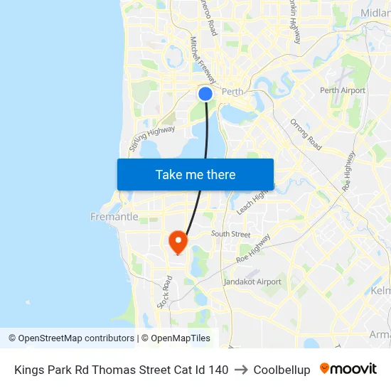 Kings Park Rd Thomas Street Cat Id 140 to Coolbellup map