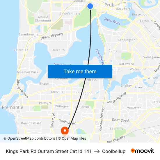 Kings Park Rd Outram Street Cat Id 141 to Coolbellup map