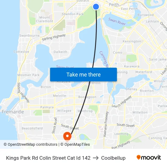 Kings Park Rd Colin Street Cat Id 142 to Coolbellup map