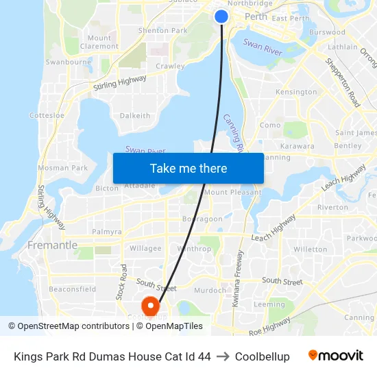 Kings Park Rd Dumas House Cat Id 44 to Coolbellup map