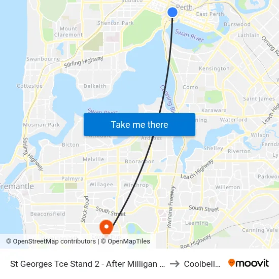 St Georges Tce Stand 2 - After Milligan St to Coolbellup map